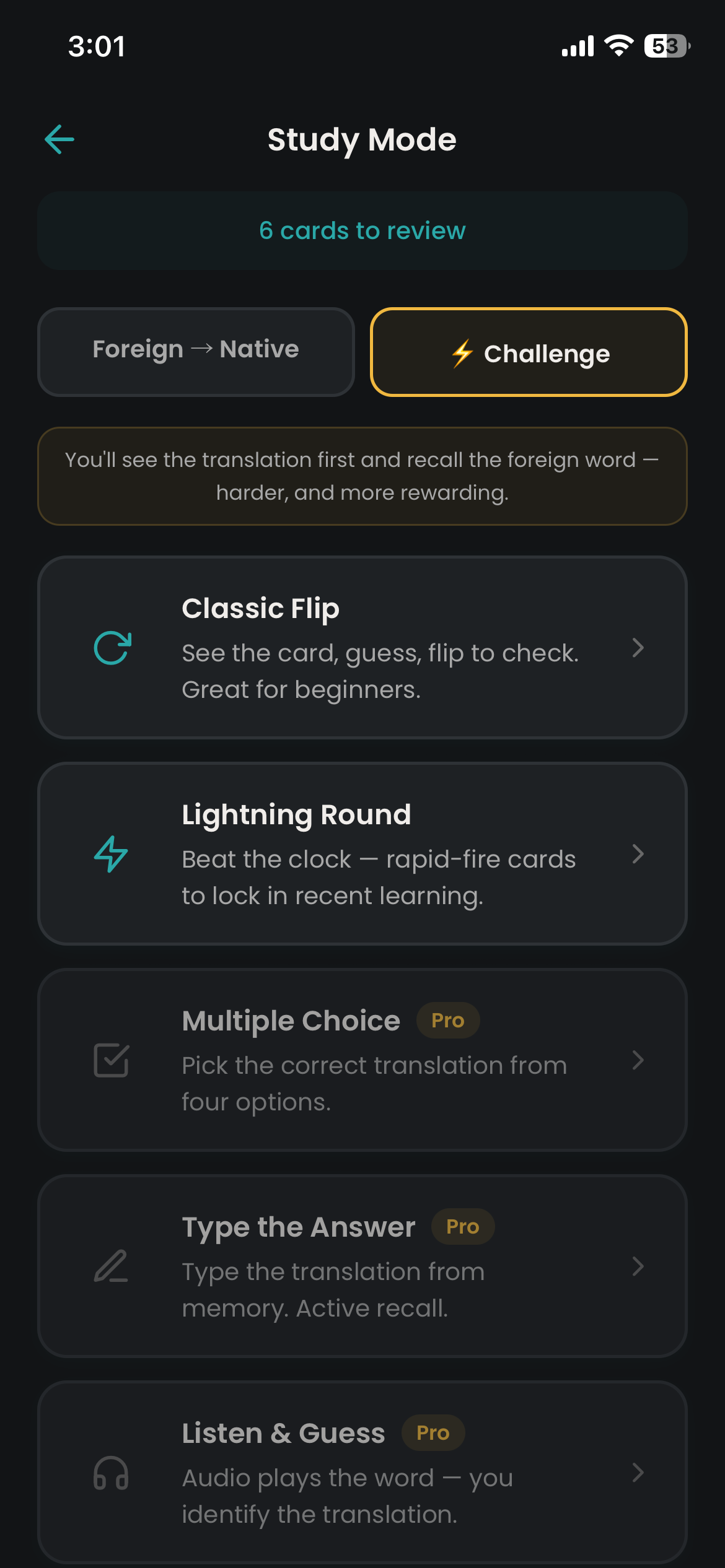 Lucideck study modes